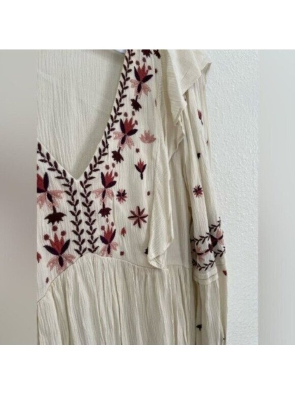 Knox Rose Embroidered Boho Top Neutral Feminine Western Long Sleeve Cowgirl - Picture 3 of 7